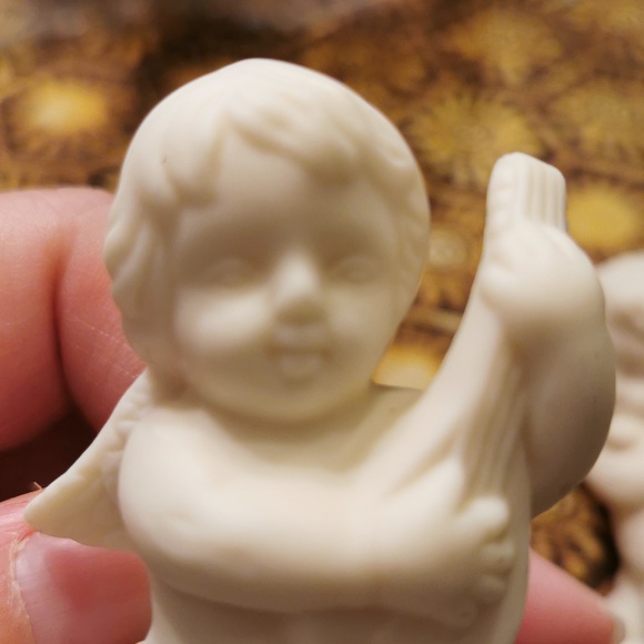 Pair Vintage Partylite Bisque Porcelain Cherub Angel Candle Followers / Huggers - Picture 4 of 14